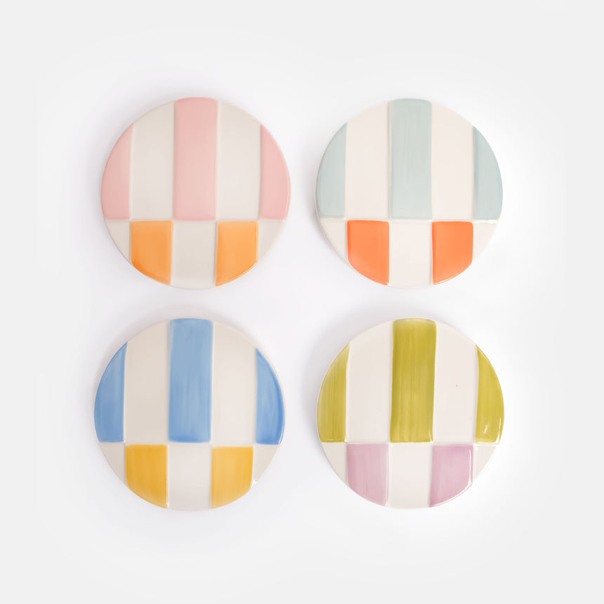 Caroline Gardner Ceramic Multi Stripes Coasters (Set Of 4)