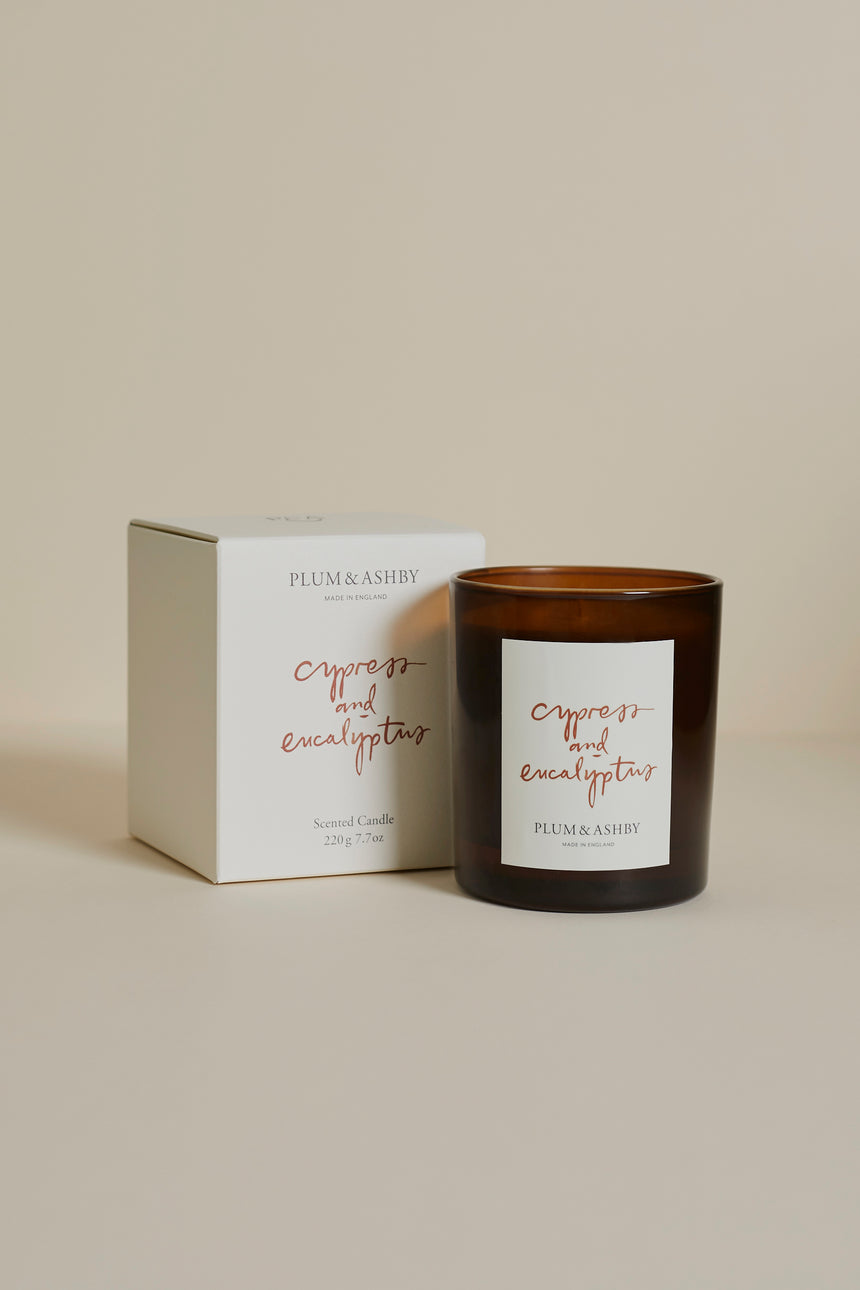 Plum & Ashby Large Scented Candle, Cypress & Eucalyptus