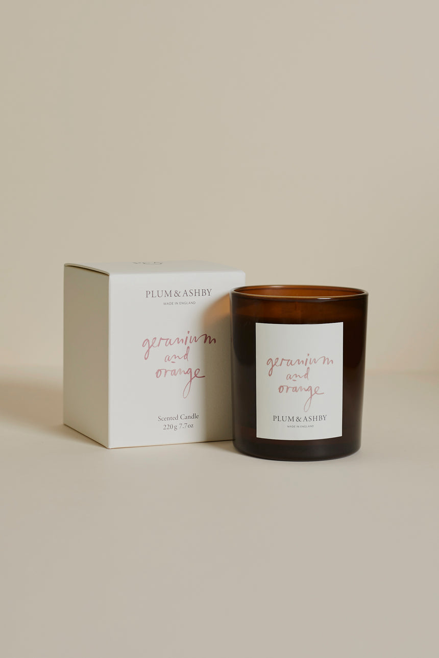 Plum & Ashby Large Scented Candle, Geranium & Orange