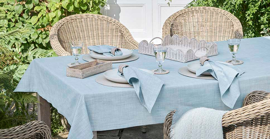 Walton & Co Chambray Cotton Tablecloth, Sky