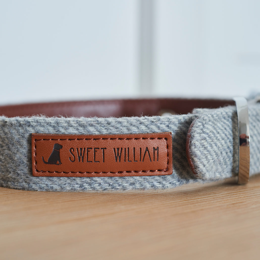 Sweet William Tweed Dog Collar, Grey