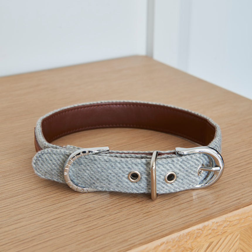 Sweet William Tweed Dog Collar, Grey