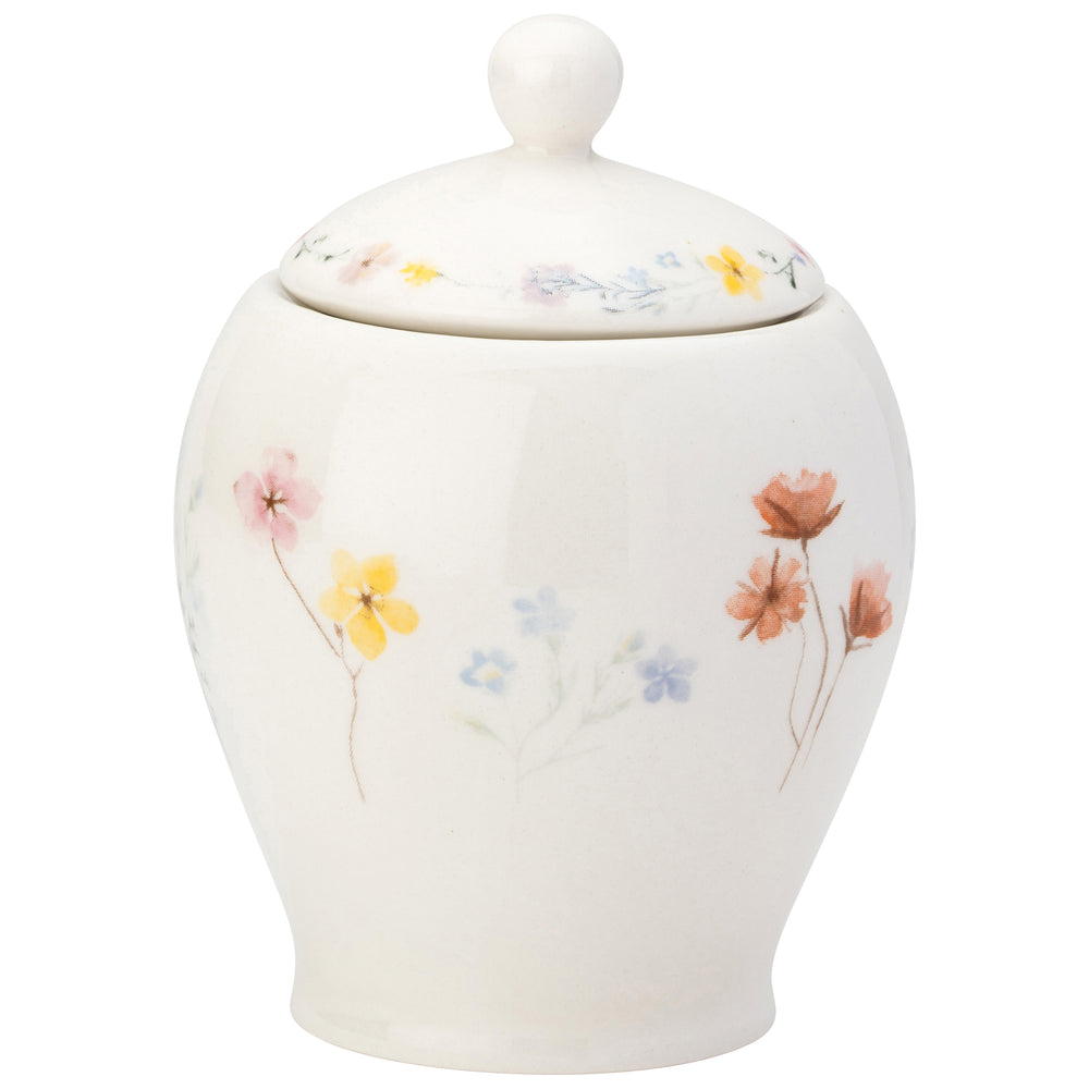 Pressed Flowers Porcelain Sugar Bowl