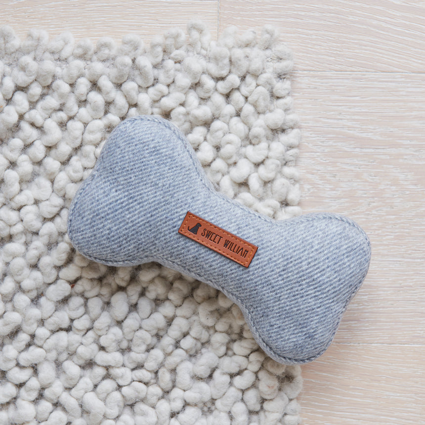 Sweet William Tweed Dog Bone Toy, Grey