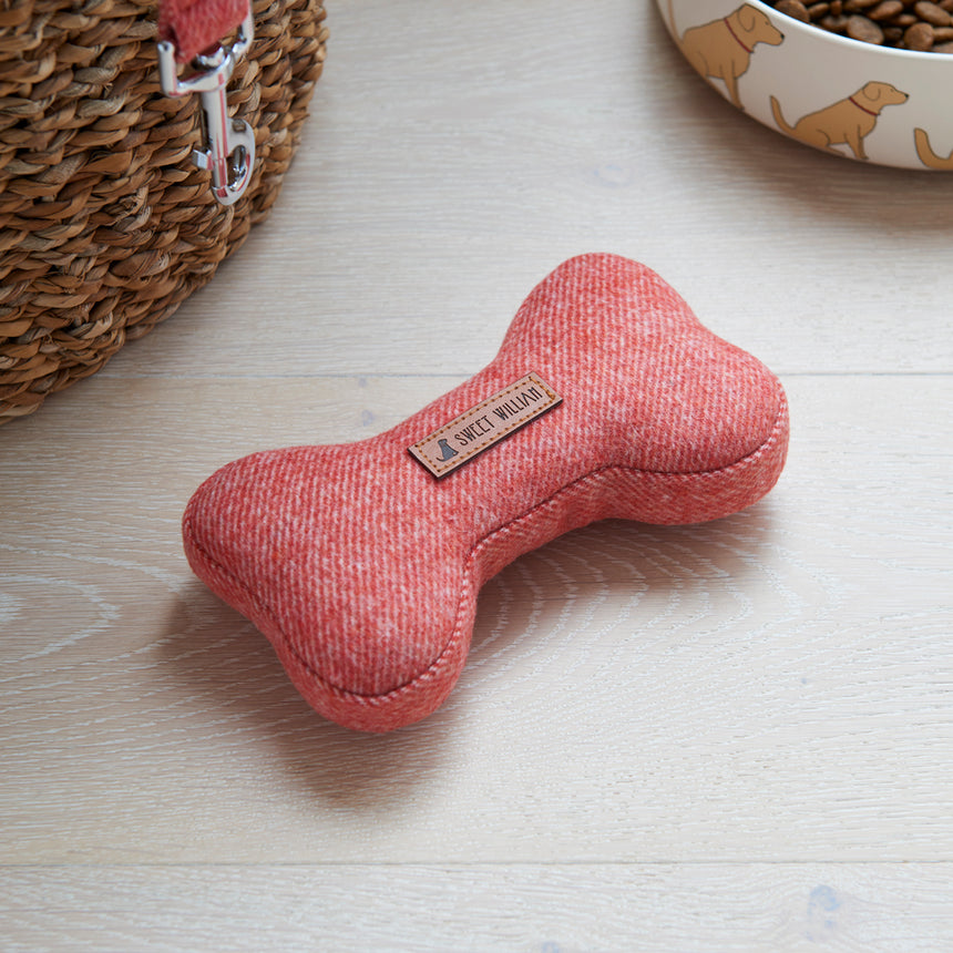 Sweet William Tweed Dog Bone Toy, Orange