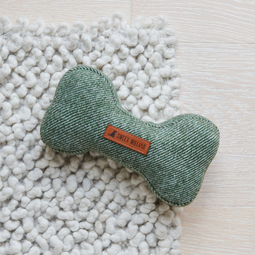 Sweet William Tweed Dog Bone Toy, Green