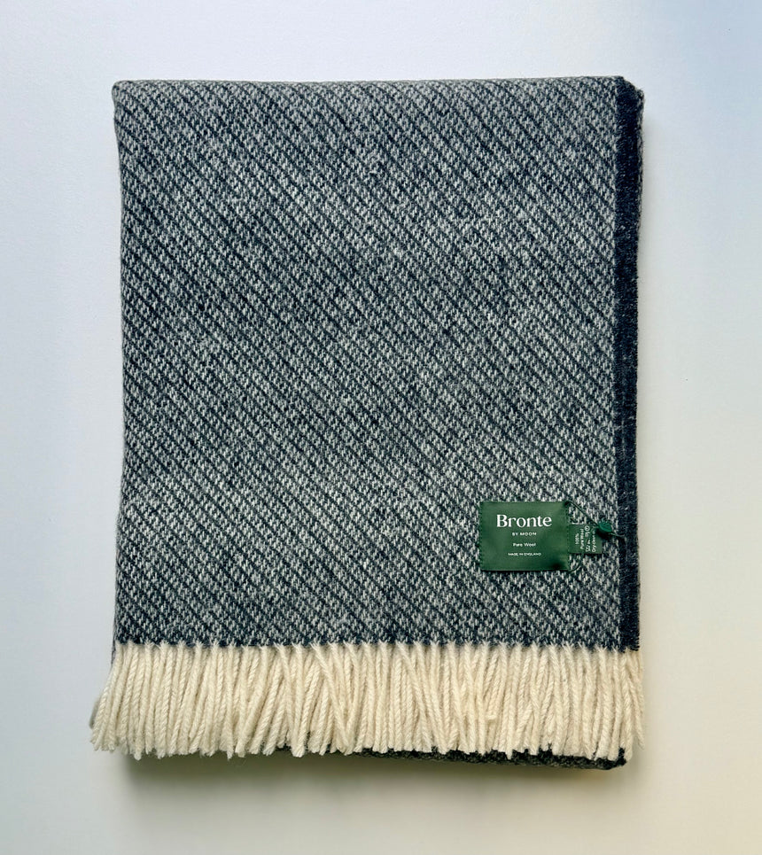 Bronte By Moon Donegal Pure New Wool Throw, Charcoal