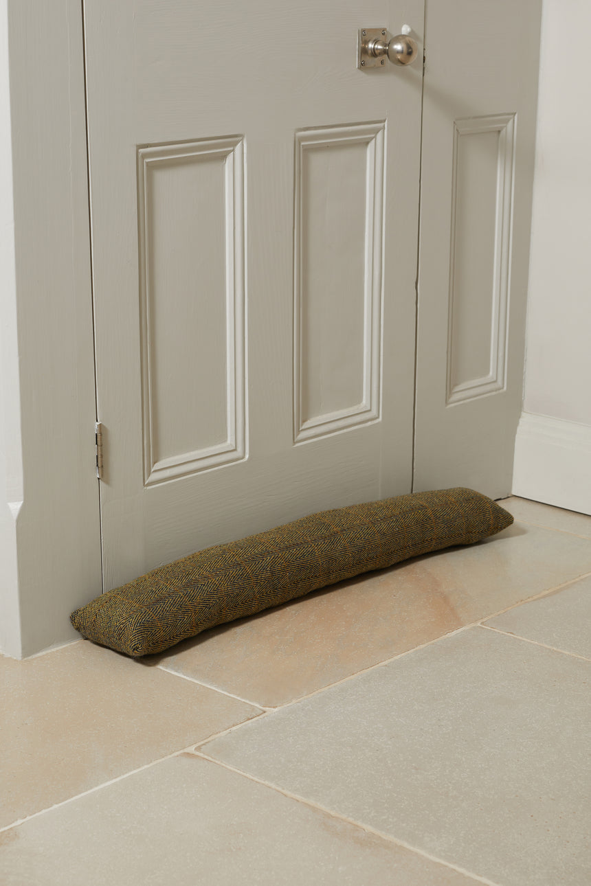 Tweedmill Tweed  Overcheck Herringbone Draught Excluder, olive