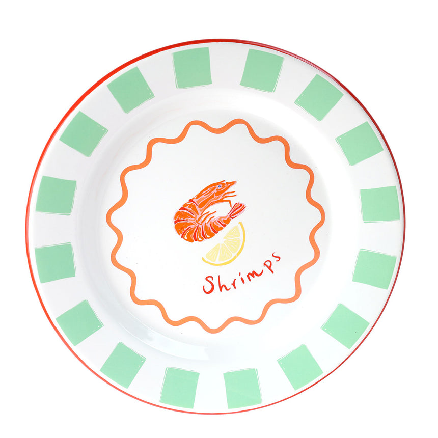 Talking Tables Bon Appetit Shrimp Enamel Dinner Plate, (25CM)