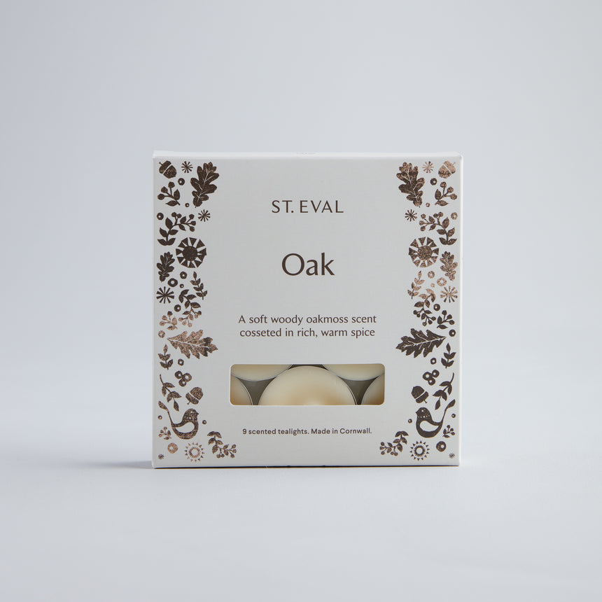 St Eval Oak Scented Tealights, (Set Of 9)