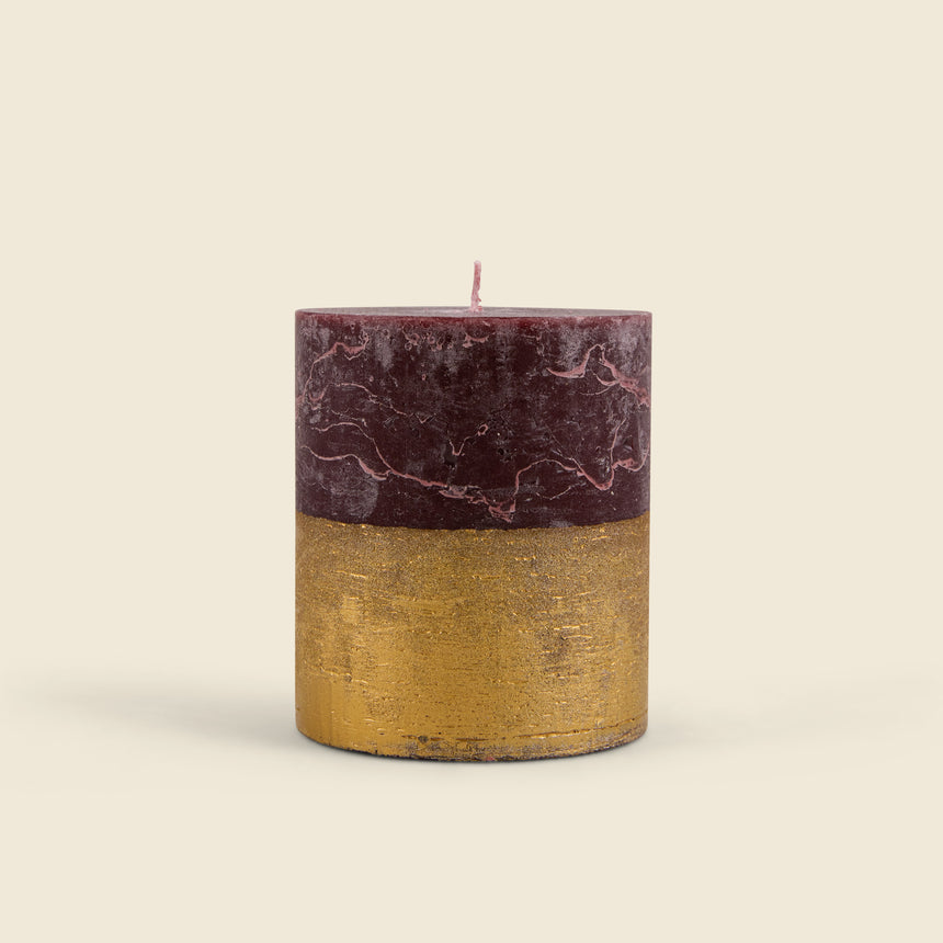 St Eval Gold Dipped Scented Pillar Candle, Sacred Forest