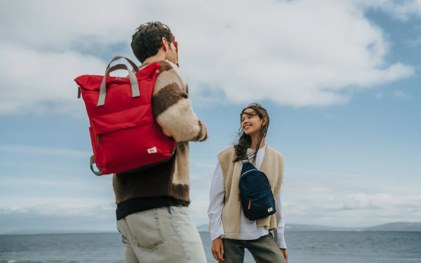 Roka London Canfield B Sustainable Nylon Rucksack, Chilli Oil