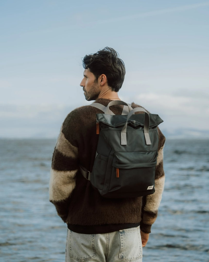 Roka London Canfield B Medium Sustainable Nylon Rucksack, Thyme