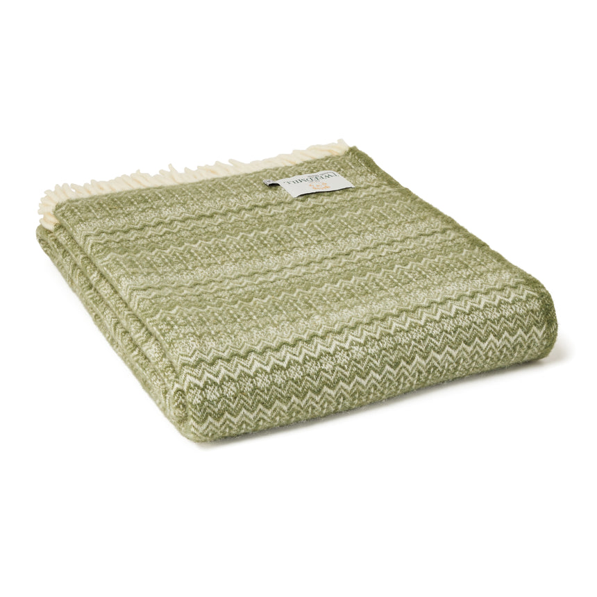 Tweedmill Fair Isle Pure New Wool Throw, Sage