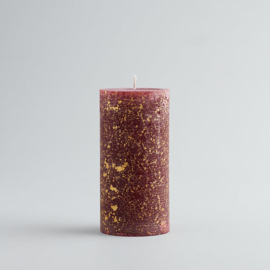 St Eval Gold Marbled Scented Pillar Candle, Figgy Pudding