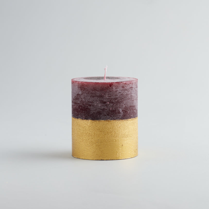 St Eval Gold Dipped Scented Pillar Candle, Figgy Pudding