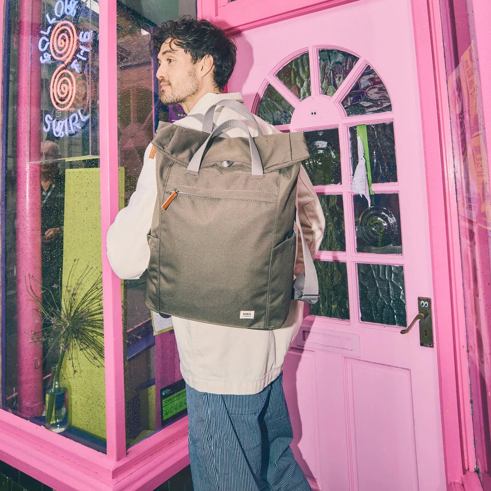 Roka London Finchley Sustainable Canvas Rucksack, Sea Spray