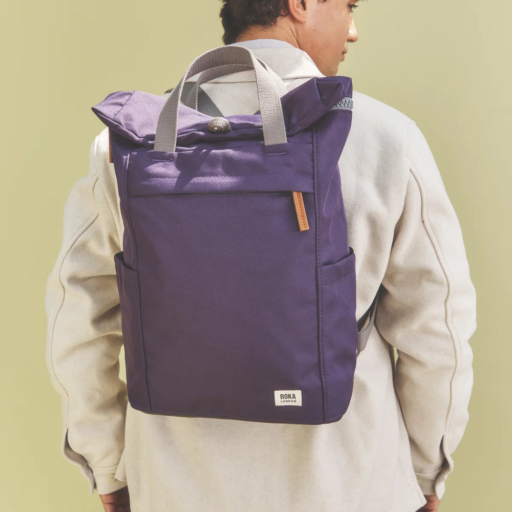 Roka London Finchley Sustainable Canvas Rucksack, Deep Grape