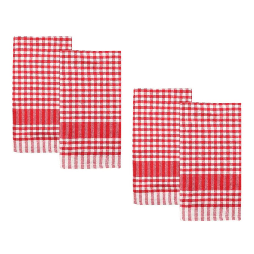 Bon Appetit Cotton Gingham Napkins, Red  (Set Of 4)