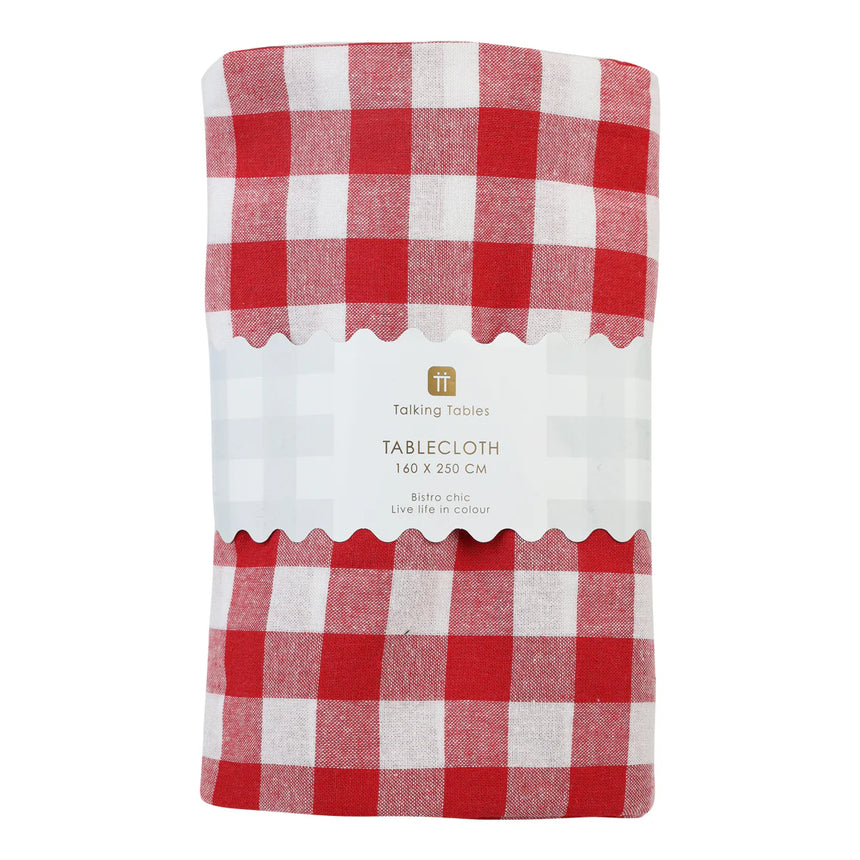 Talking Tables Bon Appetit XL Gingham Cotton Tablecloth, Red