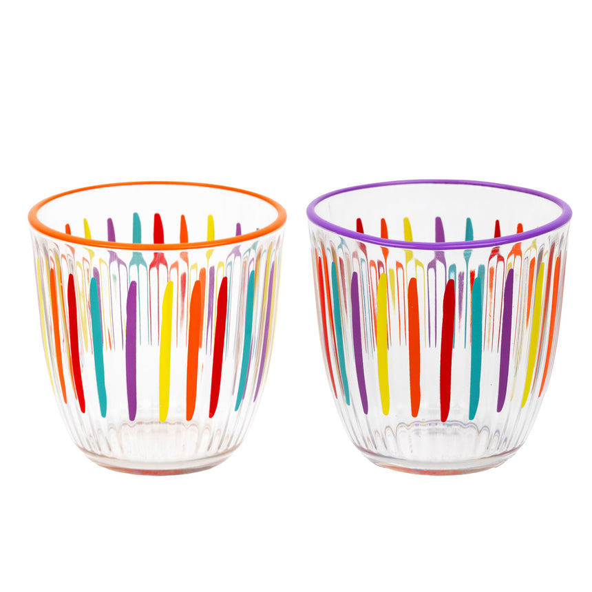 Talking Tables Multi-Coloured Striped Glass Tumblers (Set Of 2)