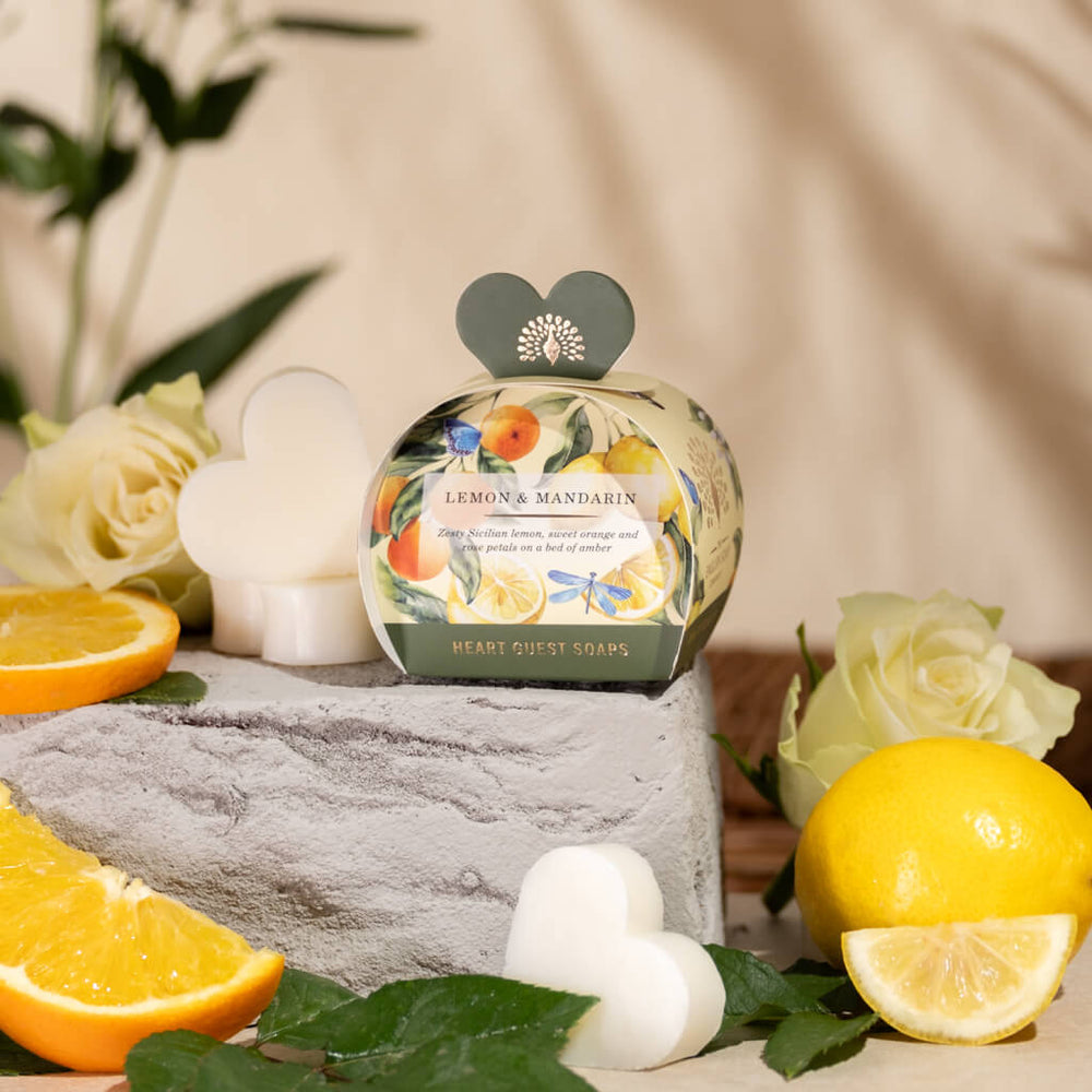 The English Soap Company Signature,Lemon & Mandarin Mini Heart Soaps