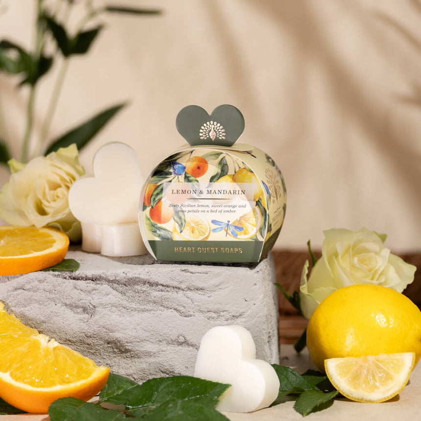 The English Soap Company Signature,Lemon & Mandarin Mini Heart Soaps