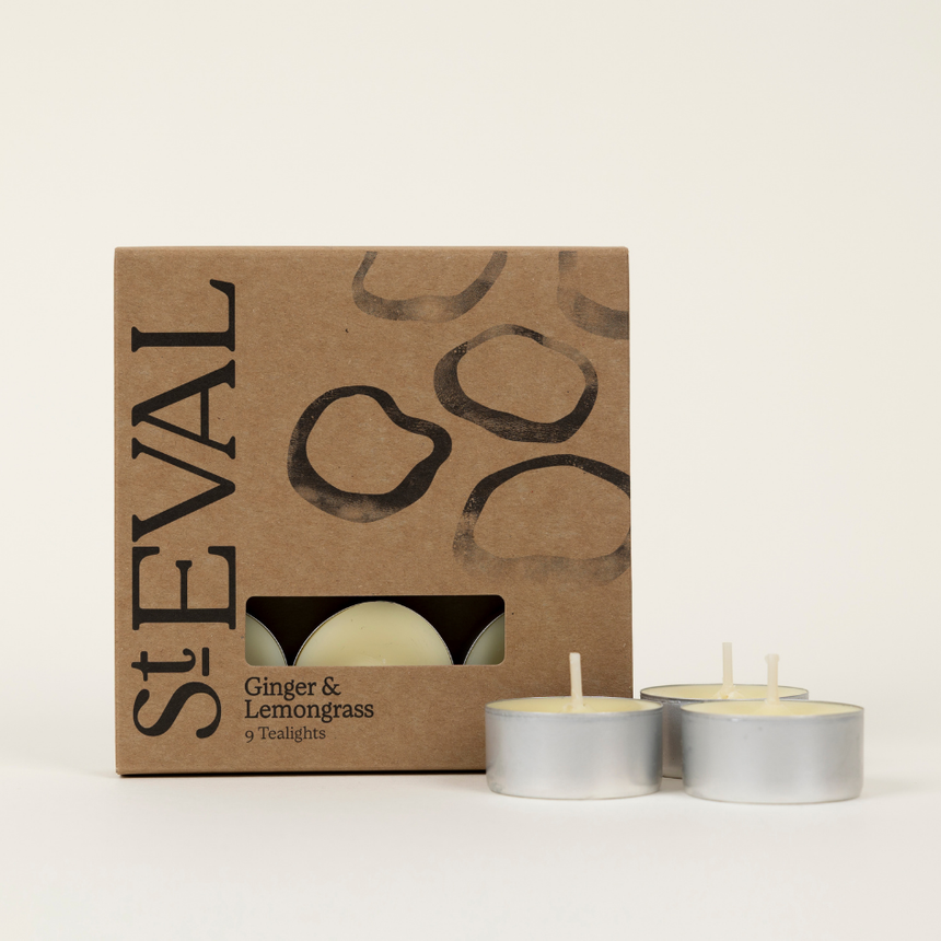 St Eval Ginger & Lemongrass Scented Tealights, (Set Of 9)