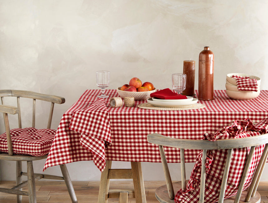 Walton & Co Gingham Cotton Tablecloth, Red