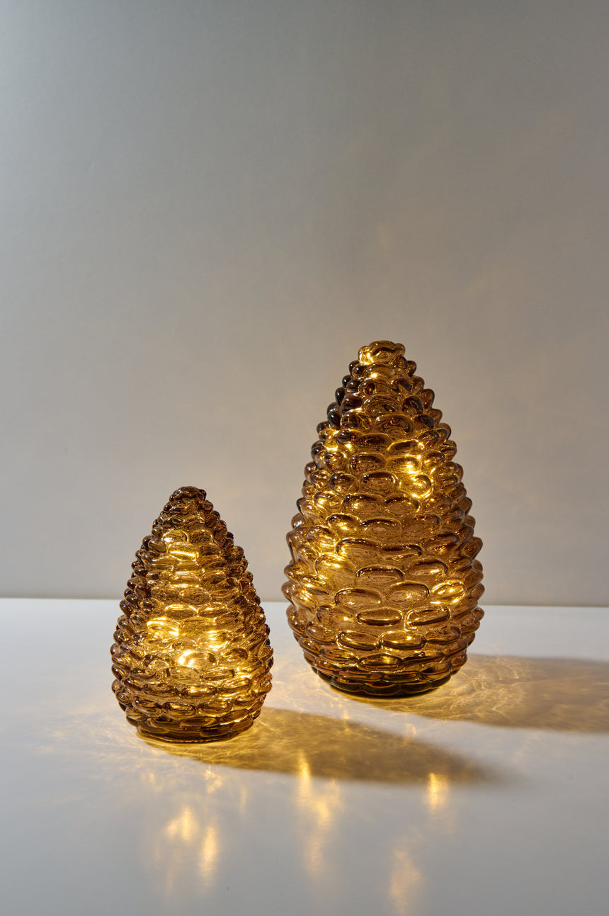Glass Pinecone LED Light, Amber