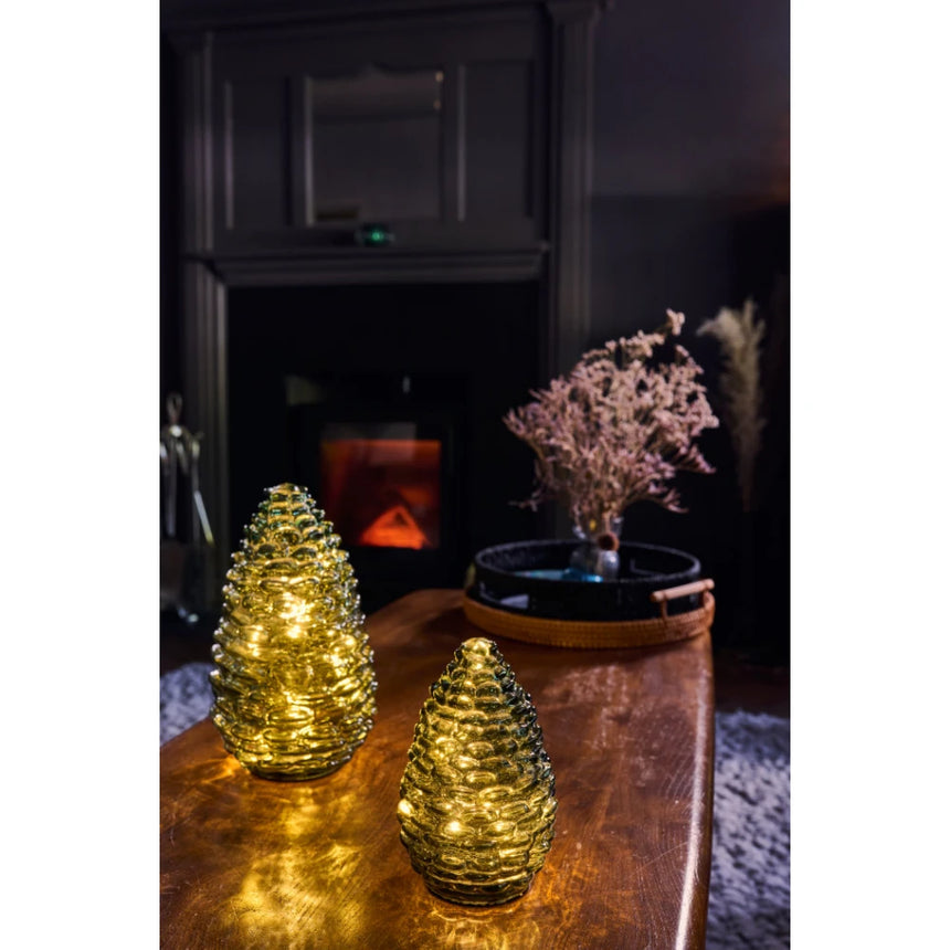 Glass Pinecone LED Light, Evergreen