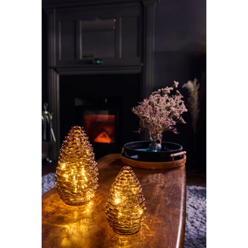 Glass Pinecone LED Light, Amber