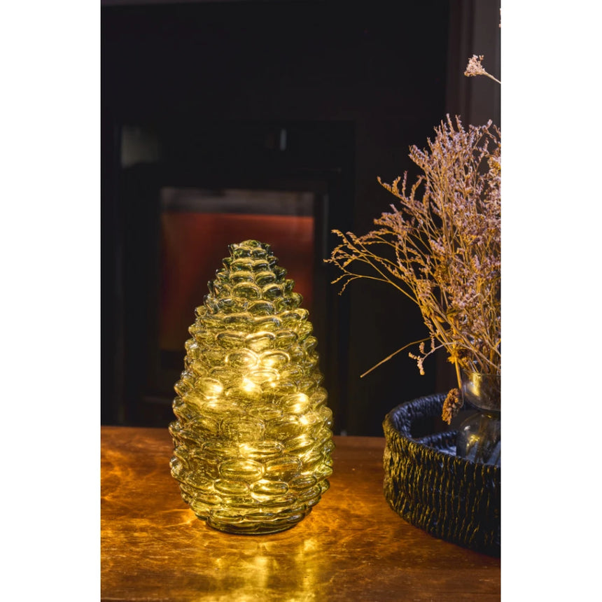 Glass Pinecone LED Light, Evergreen