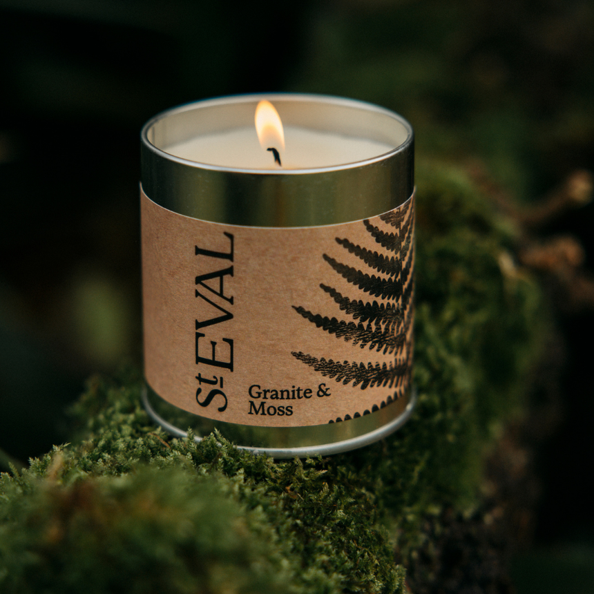 St Eval Granite &  Moss Scented Tin Candle