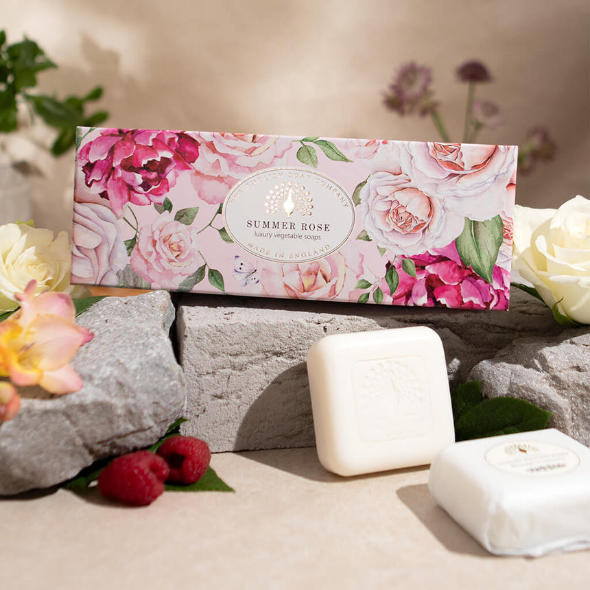 The English Soap Company Heritage Collection, Summer Rose  (Triple Soap Gift Box)