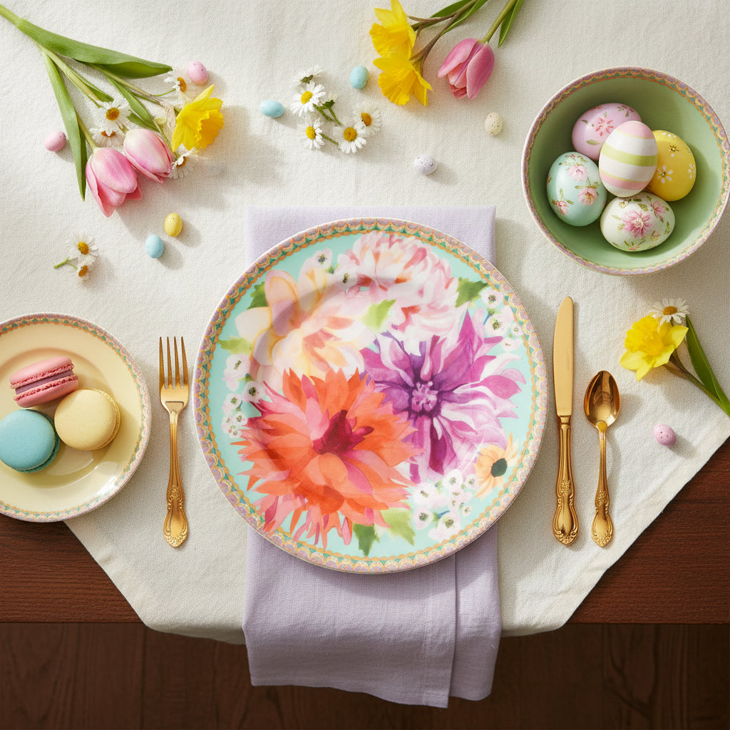 Maxwell & Williams Teas & C'S Dahlia Daze Coupe Side Plate, Sky