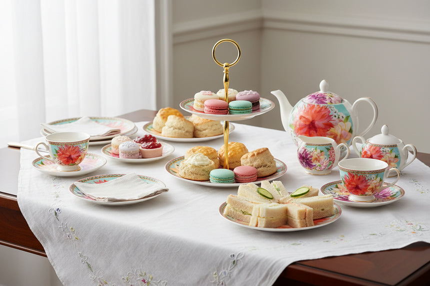 Maxwell & Williams Teas & C’S Dahlia Daze 2 Tiered Cake Stand, Sky