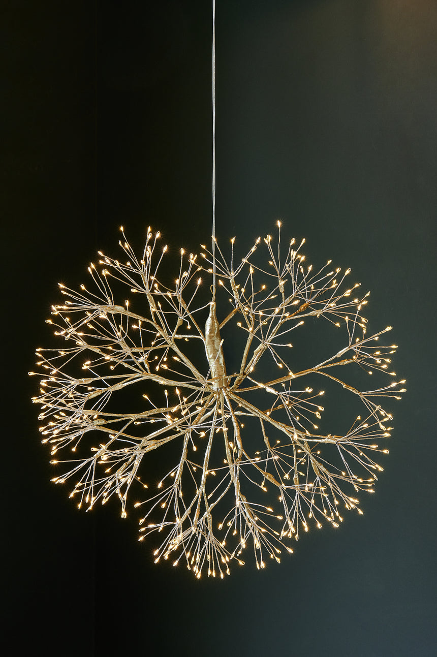 Hanging Dandelion LED Light, Gold (Mains powered )