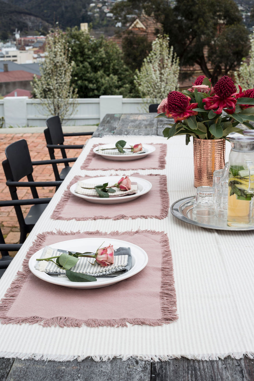 Morgan Wright Manor Stripe Tablecloth, Taupe