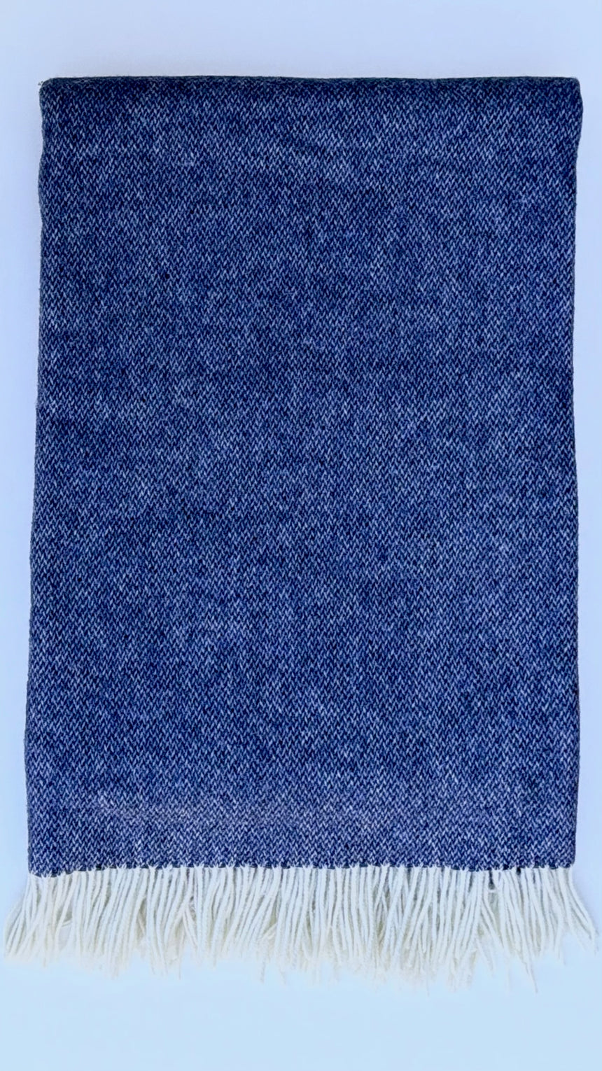 Bronte By Moon Donegal Pure New Wool Throw, Blue