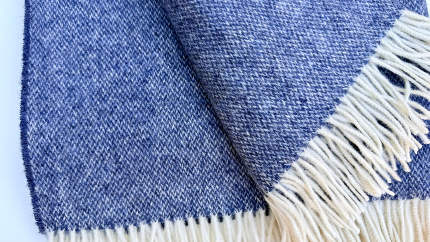 Bronte By Moon Donegal Pure New Wool Throw, Blue