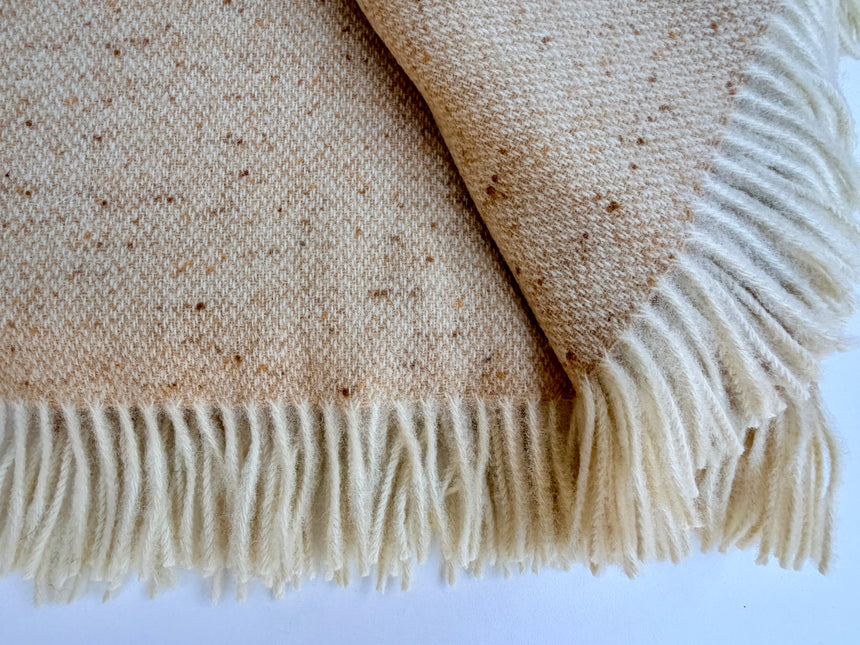 Bronte By Moon Donegal Pure New Wool Throw, Sand