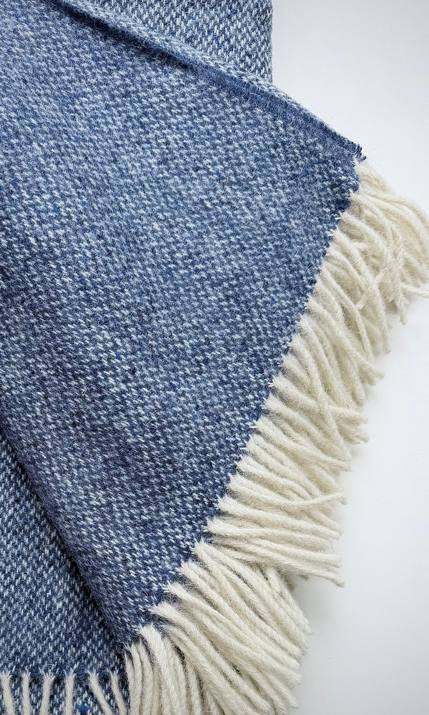 Bronte By Moon Donegal Pure New Wool Throw, Speckled Blue