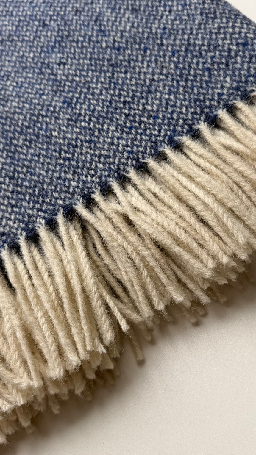 Bronte By Moon Donegal Pure New Wool Throw, Speckled Blue