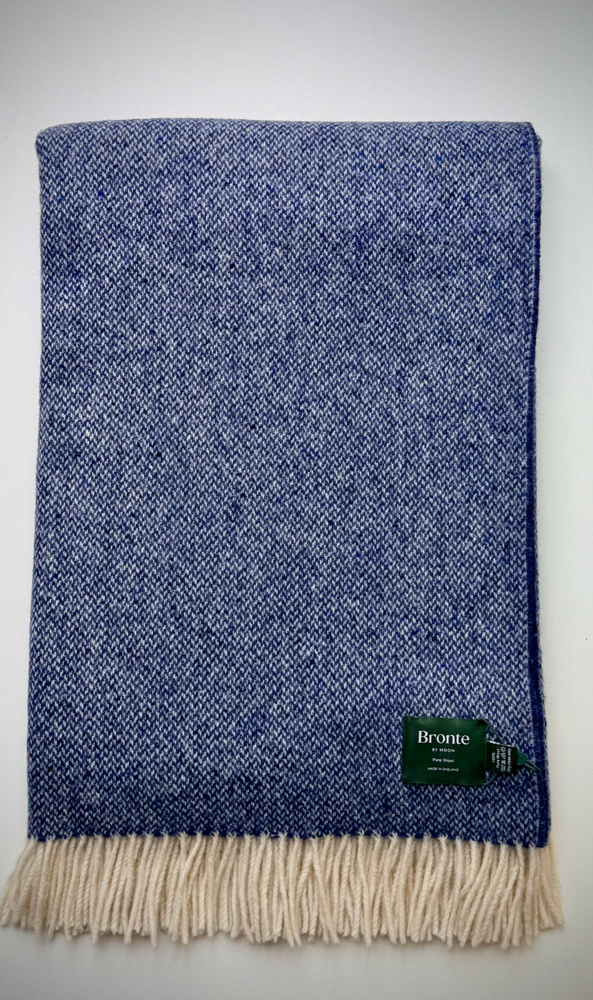 Bronte By Moon Donegal Pure New Wool Throw, Speckled Blue