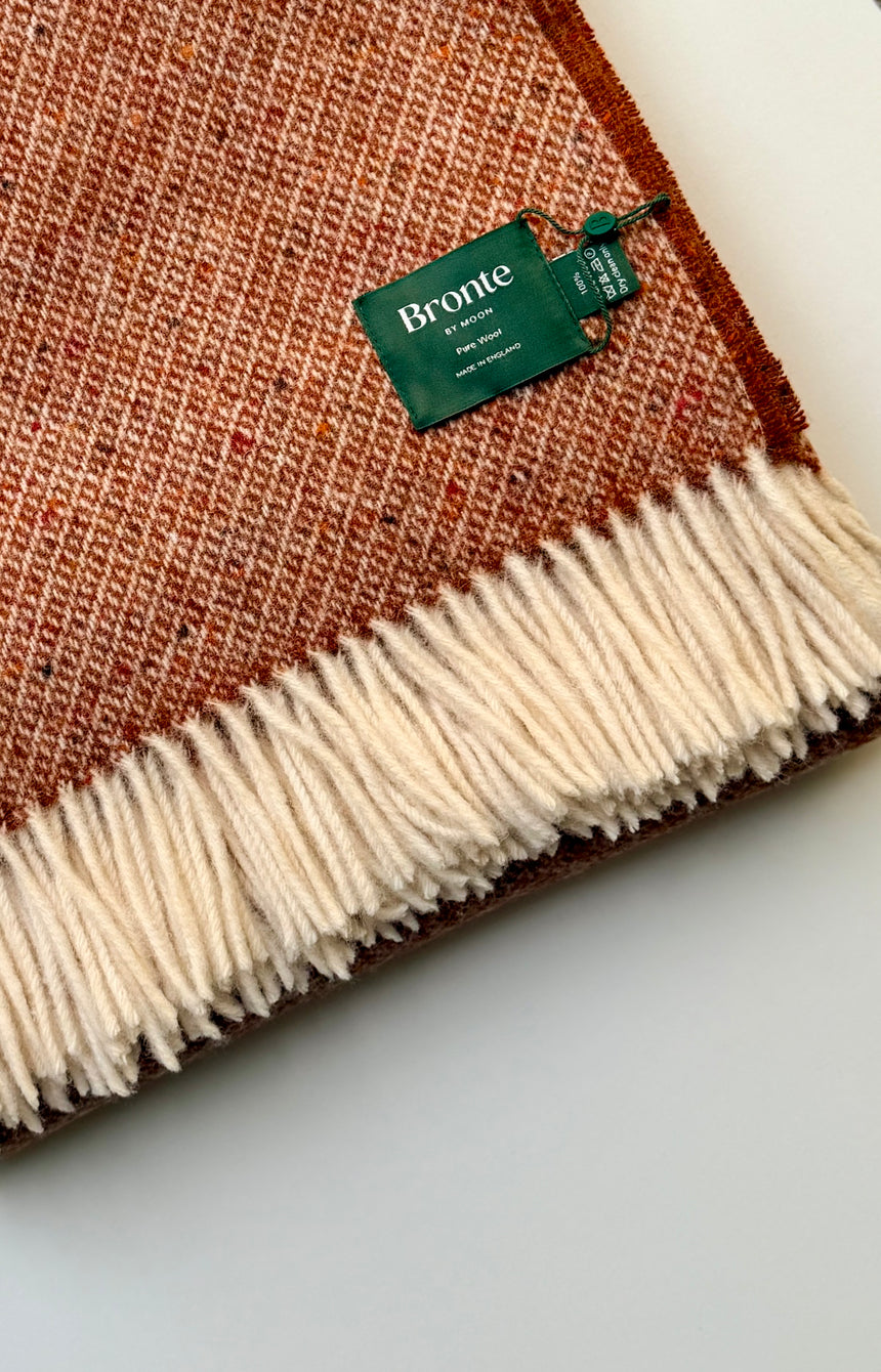 Bronte By Moon Donegal Pure New Wool Throw, Rust