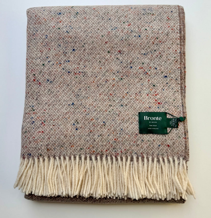 Bronte By Moon Donegal Pure New Wool Throw, Oatmeal
