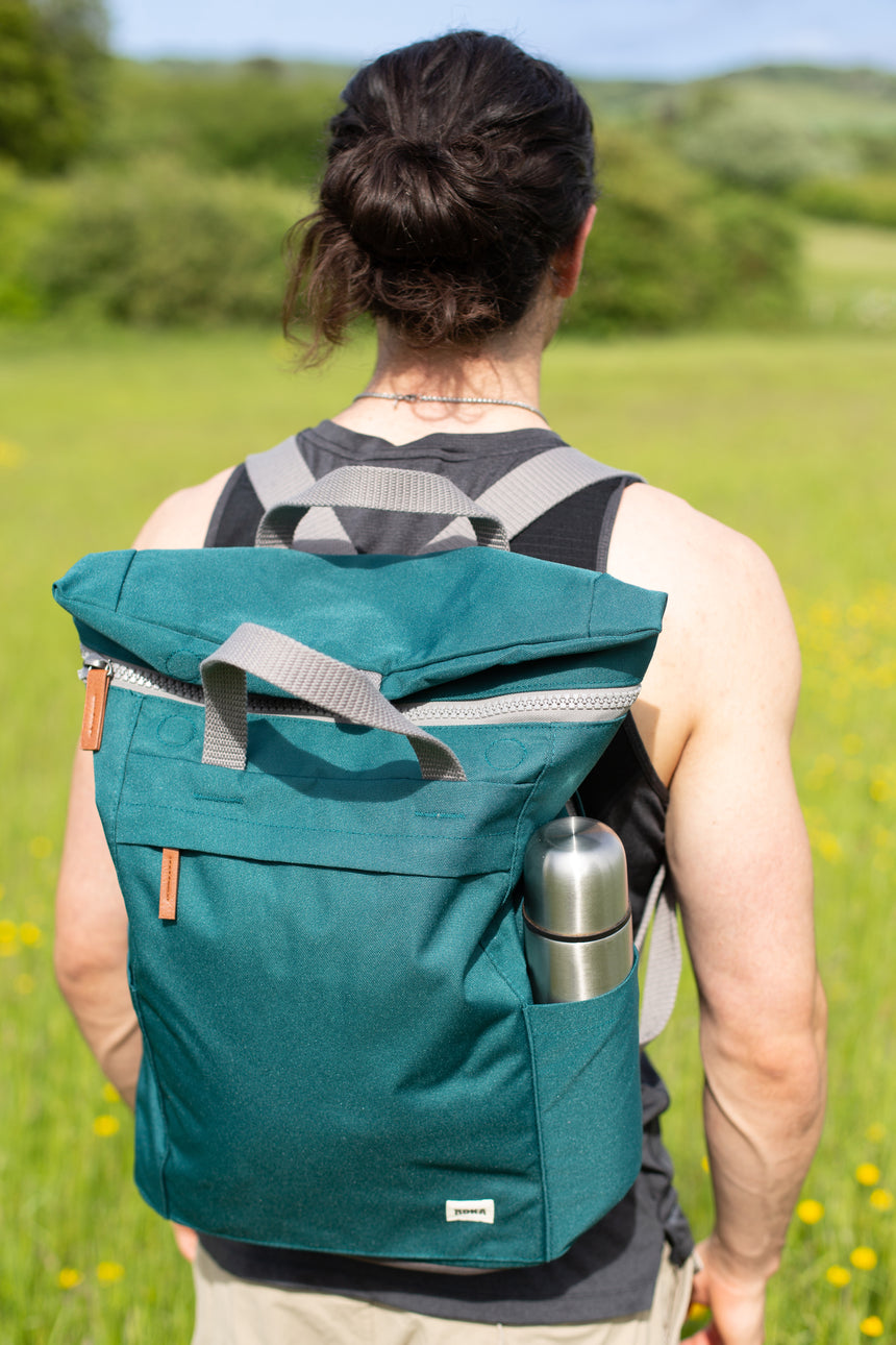 Roka London Finchley Sustainable Canvas Rucksack, Sage Green