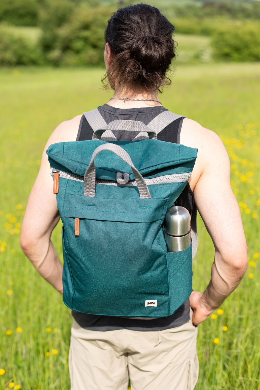 Roka London Finchley Sustainable Canvas Rucksack, Sage Green