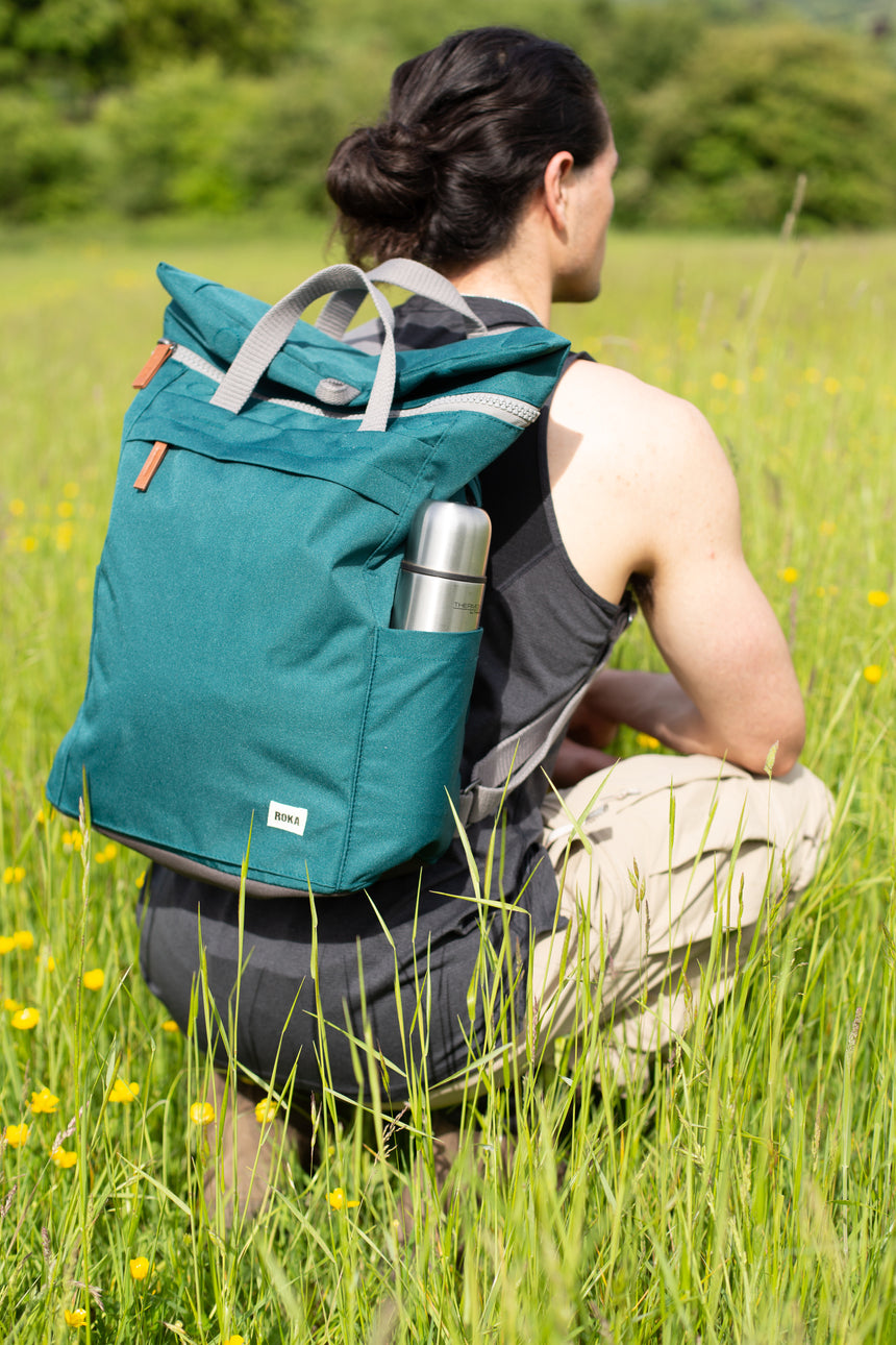 Roka London Finchley Sustainable Canvas Rucksack, Sage Green